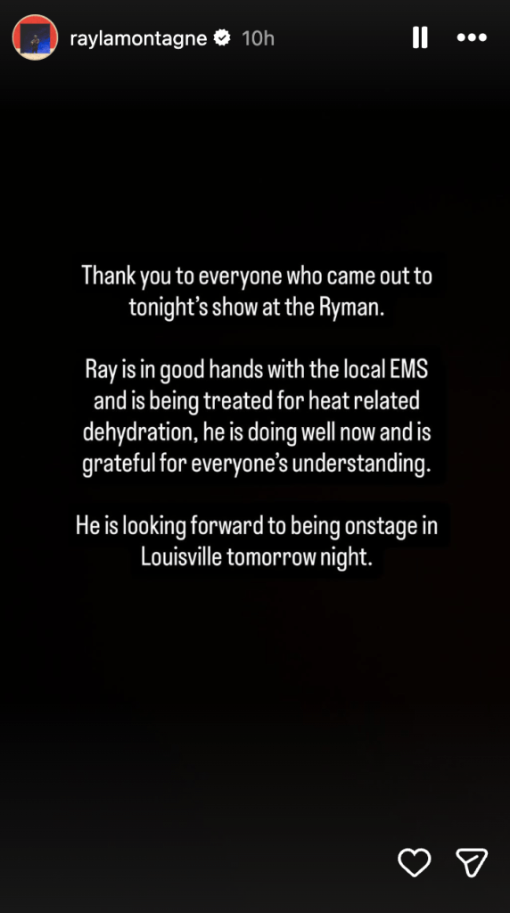 Ray LaMontagne Collapses Onstage, Treated for Heat-Related Dehydration Ray LaMontagne Collapses Onstage, Treated for Heat-Related Dehydration